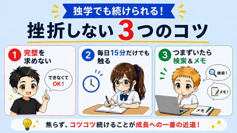独学でも続けられる！挫折しない3つのコツ
